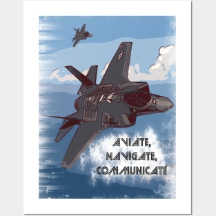 Aviation Jet pilot 'Aviate, navigate, Communicate' Posters and Art